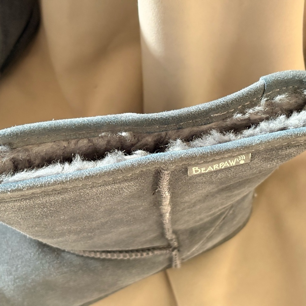BearPaw Women's Short Suede Winter Boots in Gray - Picture 3 of 6